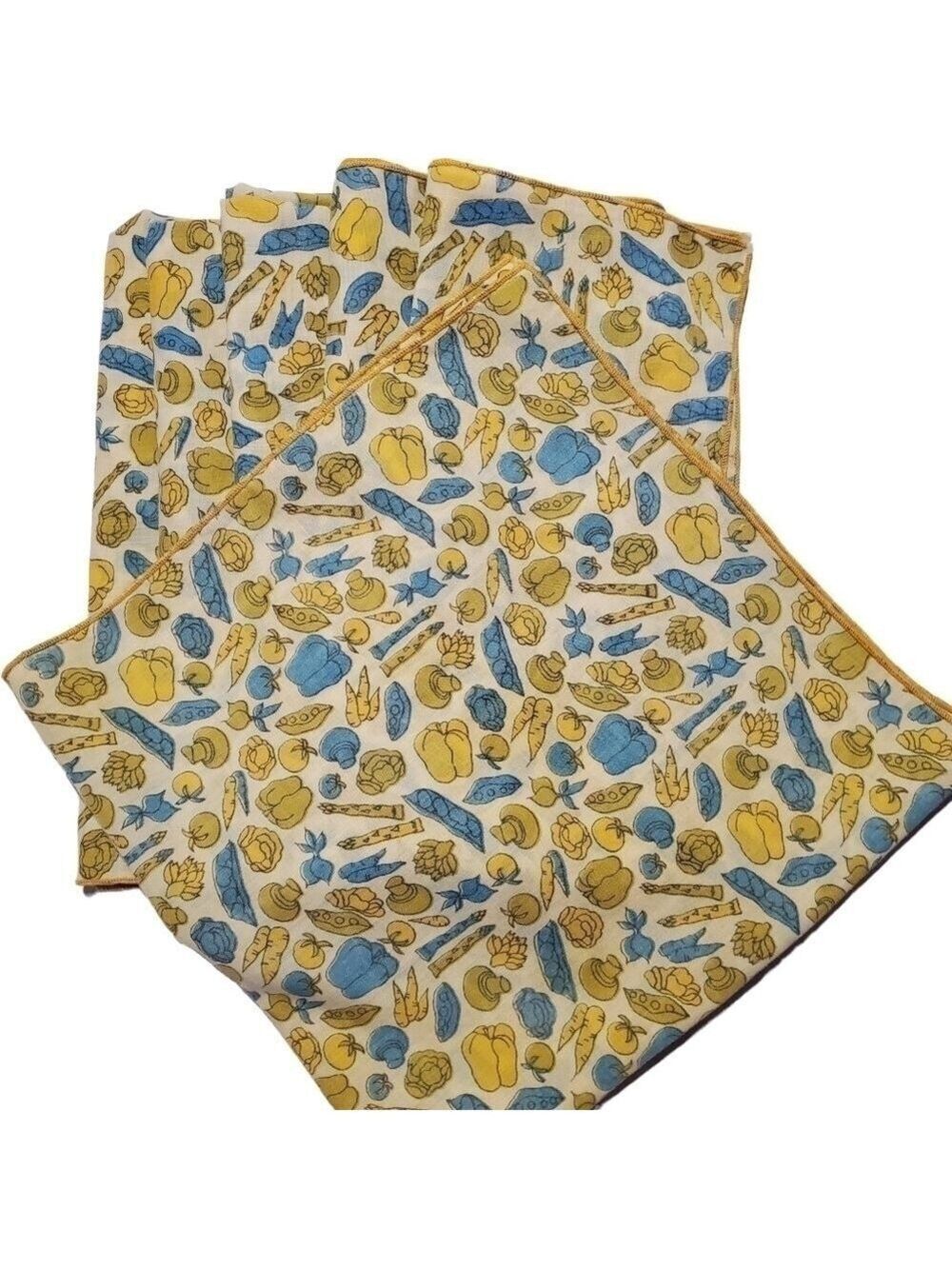 Vtg set of 6 MCM Mushroom vegetables table linens Napkins